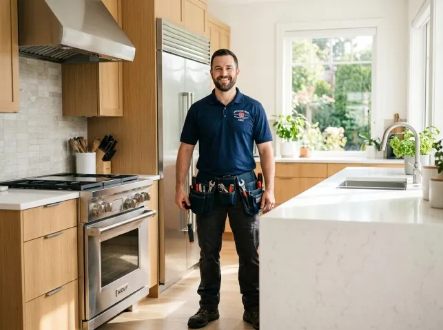 Appliance Repair Hero technician in a Ashland, NY kitchen after an appliance repair